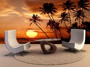 Wallpapers Custom Wallpaper Murals Sunset Tropical Beach Self Adhesive Wall Sticker Paper Art Painting Living Room