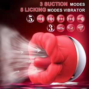 Adult Toys Tongue Licking Vibrator for Women Nipple Vagina Clitoris Stimulator Big Mouth Oral Sucking Vibrating 230911