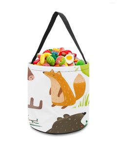 Sacos de armazenamento dos desenhos animados floresta animal decoração para casa brinquedos cesta doces saco presentes para crianças tote pano festa favor