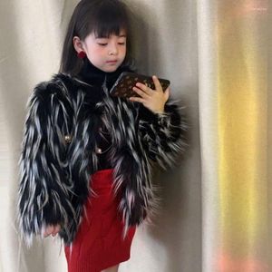 Down Coat Girls Faux Fur Coats For Children Loose Hooded Jacket Fashion Warm Thick Girl Winter Fluffy Furry Furrs Outerwear