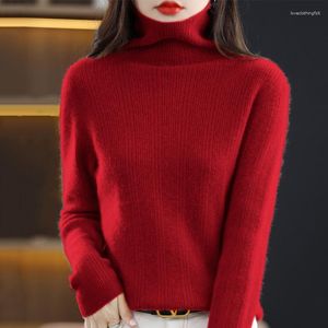 Kvinnors tröjor Turtleneck Pullover Fall/Winter 2023 Cashmere tröja Kvinnor Pure Color Casual Långärmad lös