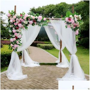 Flores decorativas grinaldas de 1,5x6m de cor sólida Terylene Fabric Arch Dra Voile Arbor Drapes para festa de cerimônia ao ar livre Curta otyzs