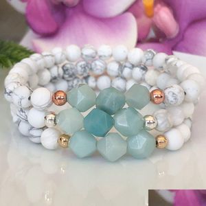 Z koraliki MG1515 Nowy projekt Diamond Cutted Amazonite Wyciej Bransoletka Kamień Women Calming for and napinanie ulga dhgarden dhcbf