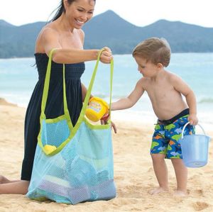 Stora barn Sand Away Proteable Mesh Bag Kids Beach Toys Clothes Handduk Baby Toy Storage Sundries Väskor Kvinnor Kosmetiska sminkväskor