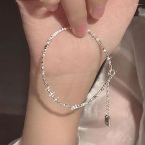 Strand Advanced Minimal Fiber Fragmented Silver Bracelet Light Luxury Ins Small Design Girl Fold Strap Beaded Handicraft Gift