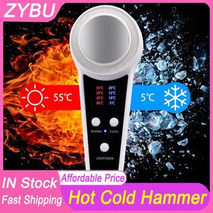 Hot Cold Hammer Beauty Machine Home Use Mini Body Face Massager Cryo Treatment Led Light Photon Therapy Skin Lifting Face Skin Rejuvenation Anti Aging Salon Spa