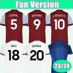 23 24 L. PAQUETA SCAMACCA Camisetas de fútbol para hombre BOWEN INGS BENRAHMA KEHRER SOUCEK ANTONIO Local visitante Tercera camiseta de fútbol de manga corta Uniformes