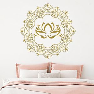 Adesivos de parede Mandala Yoga Art Decalques Flor de Lótus Estilo Boêmio Decoração de Quarto Removível Decoração de Casa Mural Z266