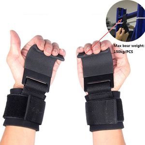 1 Pair Fitness Weight Lifting Hook Gym Fitness Weightlifting Training Grips Straps Wrist Support Weights Power Dumbbell Hook Q0107248x