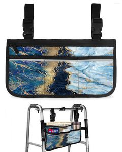 Storage Bags Abstract Blue Marble Wheelchair Bag With Pockets Armrest Side Electric Scooter Walking Frame Pouch