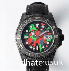 JH Make Luxe Мужские часы 40X12,4 мм CAL.3186 Механизм Автоматический механический из углеродного волокна Роскошный плетеный ремешок для часов из искусственного волокна в подарок Оригинальная пластиковая коробка