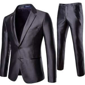 Suty sukienki męskie z spodniami 2 sztuki Formalne odzież na wesele dobrej jakości mężczyźni Slim Black Suits Kurtki rozmiar 2xl #07011233r