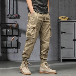 Gode ​​Likeu Cargo Pants Multi Pockets Trending Lose Khaki Retro Spring i Summer Botton Casual Spoders252o
