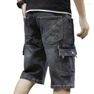 Jeans masculinos jeans masculinos moda baggy carga jean shorts mens mult bolsos denim geral calças soltas forl230911