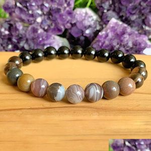 Beaded MG1288 Natural Bota Agate Smoky Quartz Armband Womens Root Chakra AAA Black Tourmaline Energy Drop Delivery Jewelry B DHGARDEN DHCO9