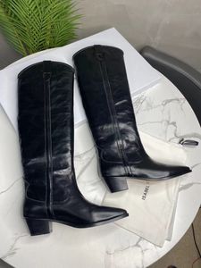 Женская обувь Isabel Fashion Marant Denvee Кожаные сапоги до колена 40 мм Сапоги в стиле западной уличной вышивки в африканском стиле с Антильских островов