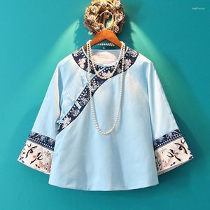 Ethnische Kleidung Chinesisches Kleid Qipao Blau Hanfu Cheongsam Kleider Stil Retro Stickerei Tang Kostüm Damen Orientalisch