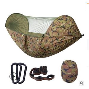 2020 Fashion Hammocks Ny typ Automatisk snabböppning Myggnät Hammock Outdoor Double Camping Parachute Cloth Nylon 2654