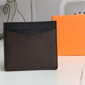 N E O Card Holder Brown Flower Bags Checkered Black Plaid Casual Credit ID Holders Leather Ultra Slim Packet Bag Woman Man Fashion2000
