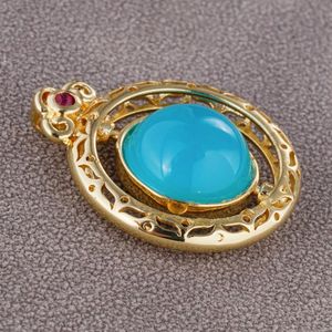 Blue Agate Hollow Gemstone Lion Necklace Pendant Mobile Pendant Sister Necklaces Pendants Designs for Female Jewelry Bride Jewellery Ornate Jewels High