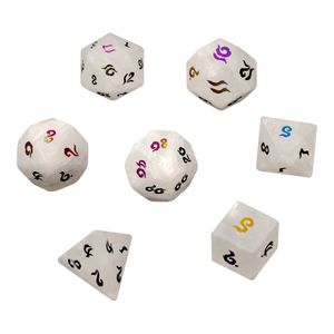 Natürliche weiße Kristall-Polyeder-Würfel mit losen Edelsteinen, 7-teiliges Set, Dungeons Dragons, plattierte Schriftarten, Steinwürfel-Set, DND, RPG-Spiele, Ornamente, Spot-Waren, Großhandel, kundenspezifisch