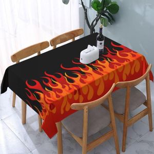 Table Cloth Fire Red Flames Tablecloth Rectangular Elastic Fitted Oilproof Vintage Aesthetic Art Cover For Banquet