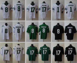 8 Aaron Rodgers dikiş futbol formaları 17 Garrett Wilson 1 Gardenr Erkek Kadın Gençlik S-3XL Yeşil Beyaz Ev Uzakta Jersey