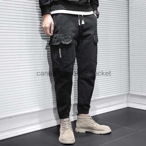 Jeans masculinos ly designer moda homens jeans multi bolsos casuais calças de carga geral streetwear hip hop corredores perna larga calças largas l230911