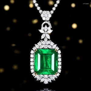 Colares Pingente Foydjew Luxo Simulação Esmeralda Princesa Quadrado Diamante High-End Jóias Micro Incrustado Zircão Completo