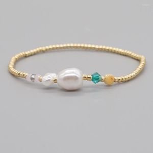 Strand Yastyt Fashion Jewelry Miyuki Armband Golden Seed Bead Chain Multicolor Crystal Faux Pearl Charm Armband för kvinnliga smycken