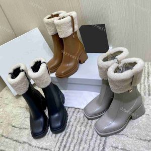 Betty Boots Designer Booties PVC Women Boot Hawnine Leather Rain Rain Boot Beleded Beeled Secreted Winter Winter Martin chunky Heel with box