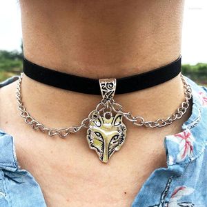 Choker Böhmen Velvet Gothic Pendant Necklace For Women Retro Skull Double Layer Halsband Batkedja på smycken VGN063