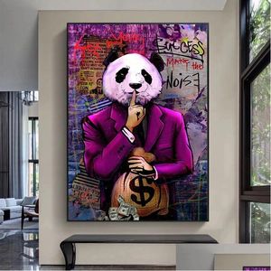 Obrazy pozwalają Twojemu sukcesowi plakaty hałasu i drukuje graffiti art canvas abstrakcyjne zdjęcia ścian panda do domu dom dhsbn