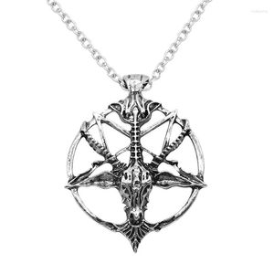 Naszyjniki wisiorek retro pentagram patelnia bóg czaszka kozła łańcuch Naszyjnik dla kobiet steampunk prezent mody Akcesoria biżuterii