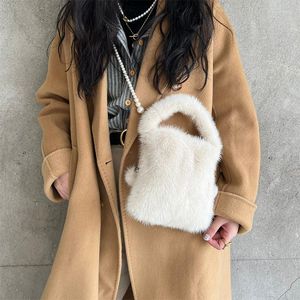 Shoulder Bags 2023 High Quality Natural Luxury Mink Women's Round Bucket Bag Large Capacity Crossbody Stylish Charm Leather Handba