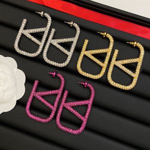 Женские дизайнерские серьги-гвоздики 6 см, большие размеры, роскошный стиль, полные бриллиантов, модные латунные обручальные серьги, оптовая продажа