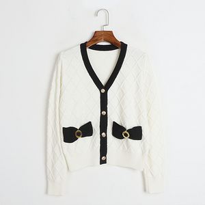 902 L 2023 Runway Autumn Women's Sweaters Long Sleeve Cardigan White Pink V Neck Womens DL
