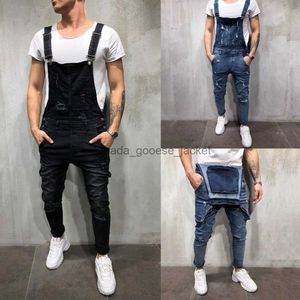 Jeans masculinos novos jeans calças compridas geral casual macacão jeans lavagem bolso quebrado calças suspender roupas masculinas 201117l230911