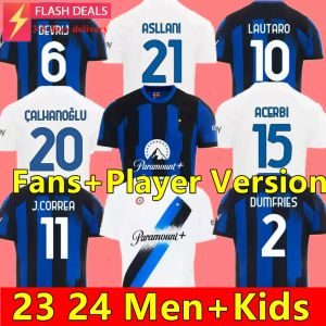 FANS Player 23 24 Soccer Jersey BARELLA INTERS MILANS LAUTARO VIDAL J. CORREA 2023 Football Shirt CALHANOGLU GAGLIARDINI Men Kit 3rd Kids Equpment DIMARCO