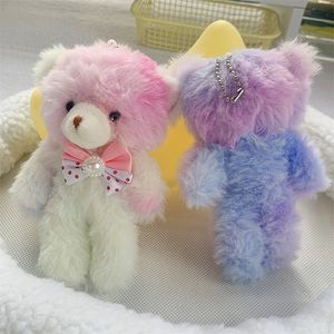 Plush Keychains 13cm Cute Cartoon Little Bear Pendant Keychain Toy Mini Bag Decor Animal Stuffed Doll 230911