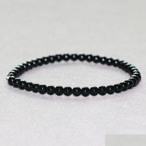 Beaded MG0020 Partihandel 4 mm svart onyx armband naturlig mini ädelsten smycken ny design handgjorda högkvalitativa yoga mala dr dhgarden dhvpi