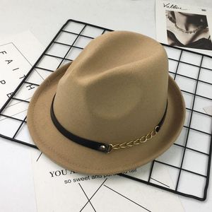 Berets Fedora Chapéu para Inverno Outono Elegante Lady Trilby Felt Jazz 56-58cm Ajustável Fedoras Cap Chapéus Caps