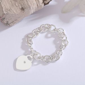 Brand Love Heart Luxury Designer Charm Bracelet for Women Girls Sweet Lovely Diamond Crystal S925 Silver Link Chain Bangle Bracelets Jewelry