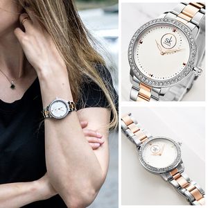 Damenuhr, hochwertige, luxuriöse Quarz-Batterie, diamantbesetzte, spiralförmige Seefaden-Zifferblatt-Stahlarmband-wasserdichte Uhr