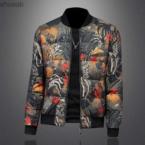 Piumino da uomo Bello Taglie forti Piumino da uomo casual Fiore Graffiti Cappotto invernale da donna Tendenza Corto lucido Colletto alla coreana Top leggero HKD230911