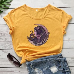 Women's T Shirts Colored Blessed Be Moon Cute T-shirt Unisex Women Graphic Grunge Quote Tumblr Hipster Fashion Cotton Tee Top Tshirt