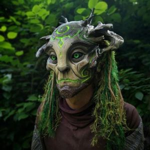 Inne impreza imprezy zaopatrzenia Forest Green Spirit Mask Tree Old Man Scary Horror Zombie Spioky Ghost Creepy Demon Masque 309J