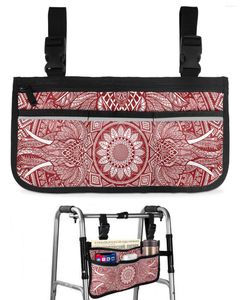 Bolsas de almacenamiento Mandala Bohemia Elefante Bolsa de silla de ruedas roja con bolsillos Reposabrazos Lado Scooter eléctrico Bolsa de marco para caminar