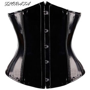 Gotik Fetiş Siyah Underbust Korse PVC Vinil Budier Dantel Up Üst Punk S-2XL Vücut Shaper2299