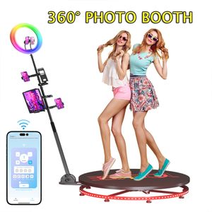 360 Photo Booth Automatisch rotierende Kamera Panorama 360 Video Booth Plataforma 68-115 cm mit Flightcase Selfie-Aufnahmemaschine für Hochzeitsfeiern